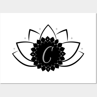 C - Lotus Flower Monogram Posters and Art